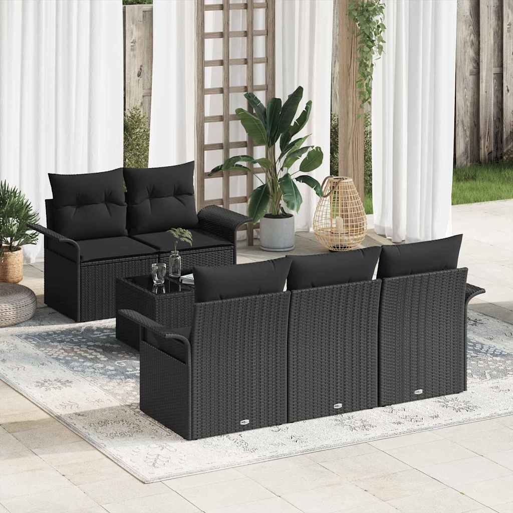 vidaXL 6 Τεμαχίων Καναπές Κήπου με Μαξιλάρια Μαύρας