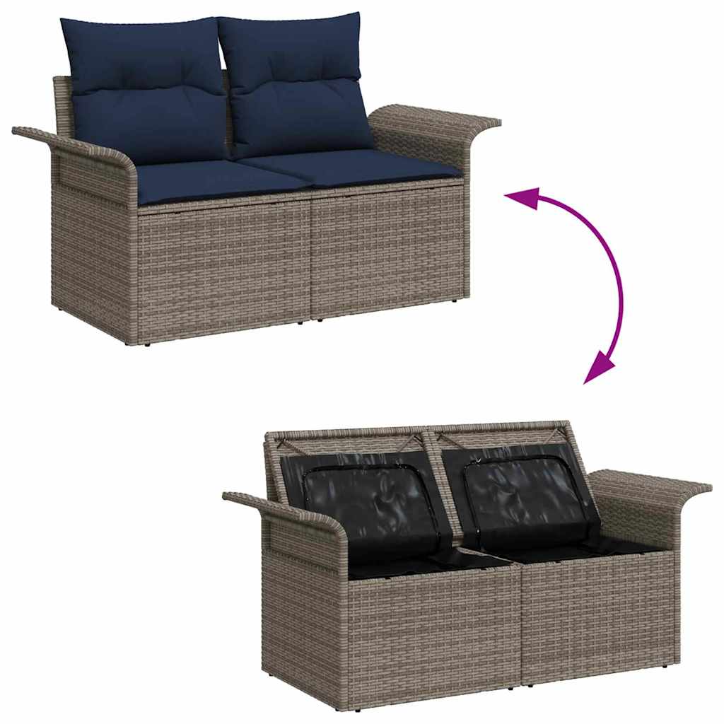 vidaXL Σετ Καναπέ Κήπου με μαξιλάρι με μαξιλάρι 7 pcs Γκρι και Ναυτικό