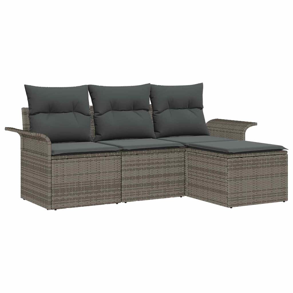 vidaXL Σετ Καναπέ Κήπου με μαξιλάρι 4 pcs Γκρι Πολυ ράταν