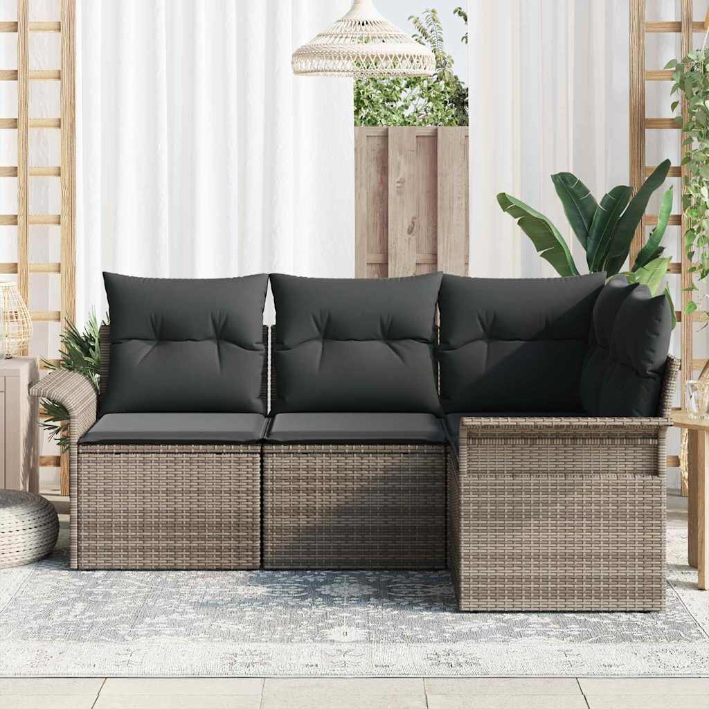 vidaXL Σετ Καναπέ Κήπου με αποθήκευση 4 pcs Γκρι συνθετικό ρατάν