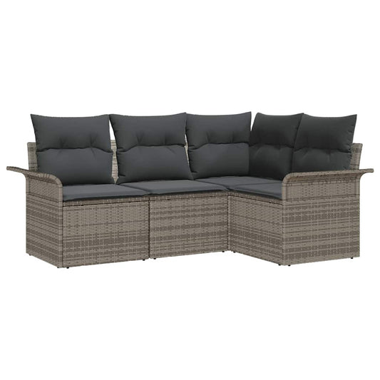 vidaXL Σετ Καναπέ Κήπου με αποθήκευση 4 pcs Γκρι συνθετικό ρατάν