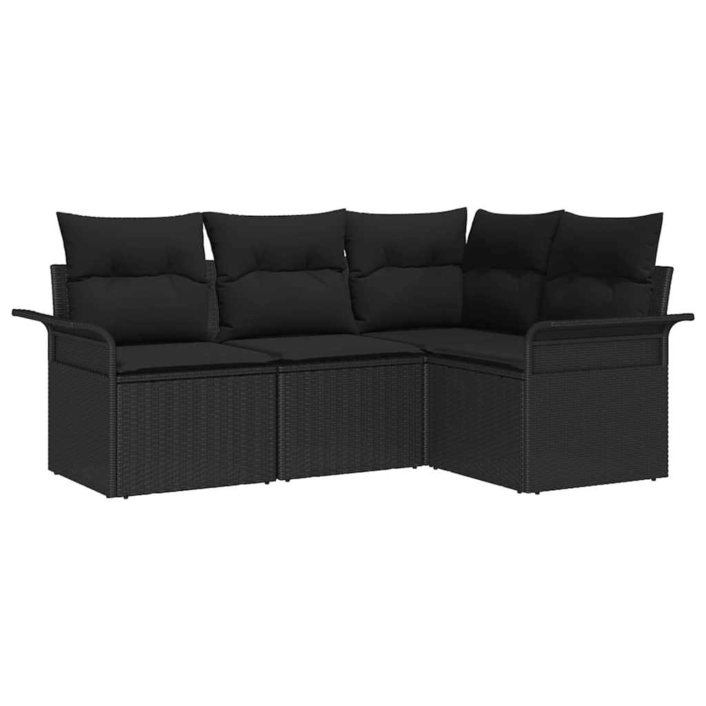 vidaXL Σετ Καναπέ Κήπου με αποθήκευση 4 pcs Μαύρο συνθετικό ρατάν