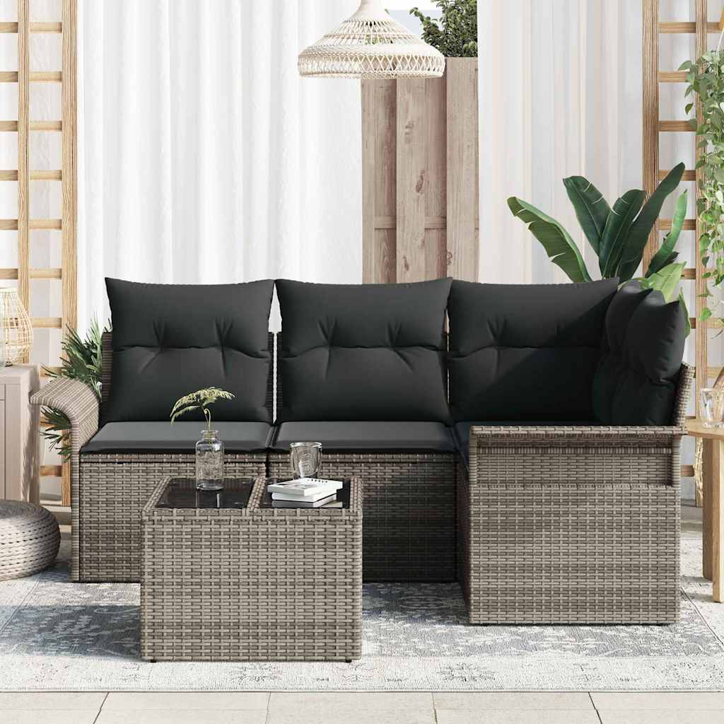 vidaXL Σετ Καναπέ Κήπου με αποθήκευση 5 pcs Γκρι συνθετικό ρατάν