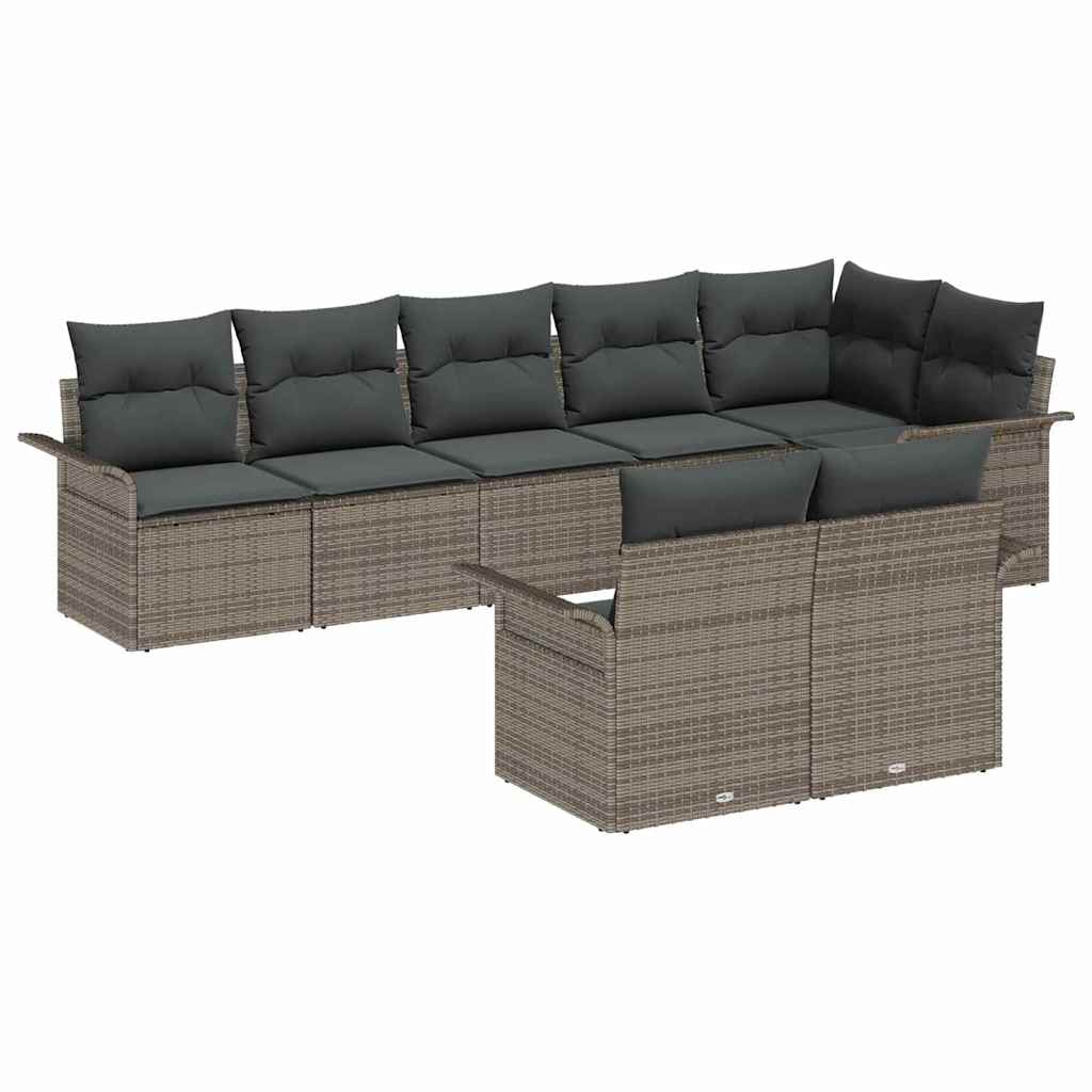 vidaXL Σετ Καναπέ Κήπου με αποθήκευση 8 pcs Γκρι συνθετικό ρατάν