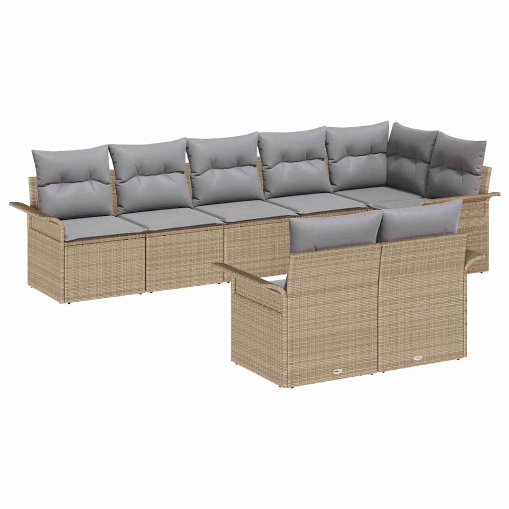 vidaXL Σετ Καναπέ Κήπου με αποθήκευση 8 pcs Μπεζ συνθετικό ρατάν