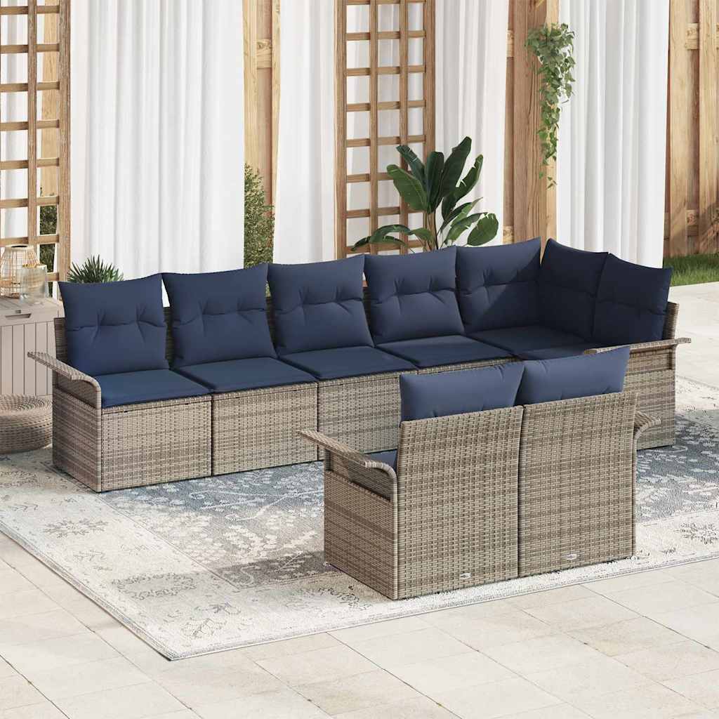 vidaXL Σετ Καναπέ Κήπου με αποθήκευση 8 pcs Γκρι συνθετικό ρατάν