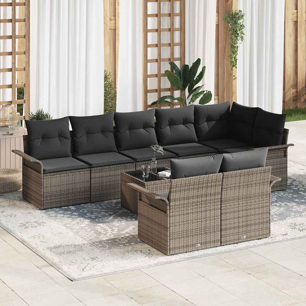vidaXL Σετ Καναπέ Κήπου με αποθήκευση 9 pcs Γκρι συνθετικό ρατάν