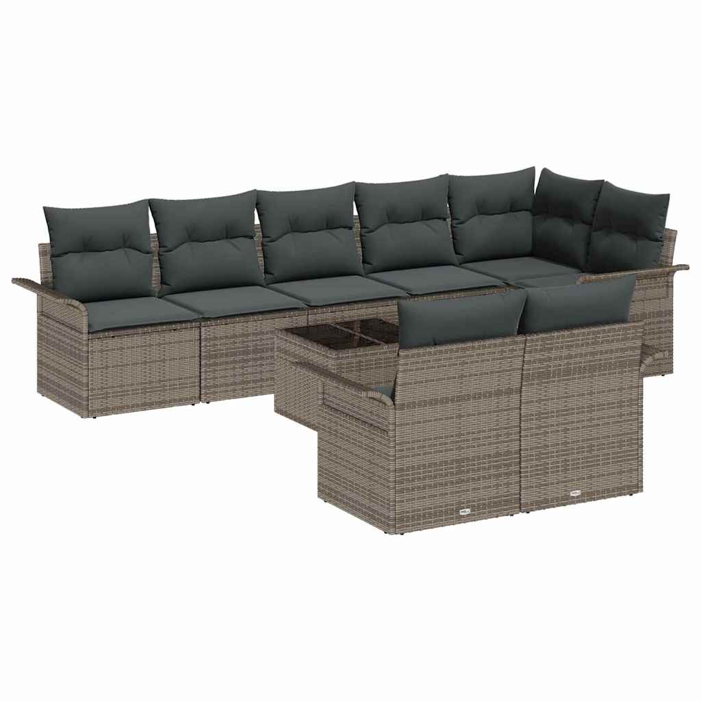 vidaXL Σετ Καναπέ Κήπου με αποθήκευση 9 pcs Γκρι συνθετικό ρατάν