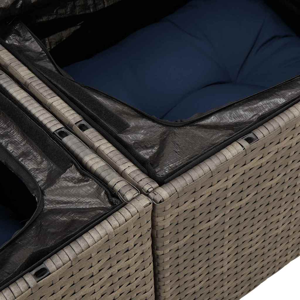 vidaXL Σετ Καναπέ Κήπου με αποθήκευση 9 pcs Γκρι συνθετικό ρατάν