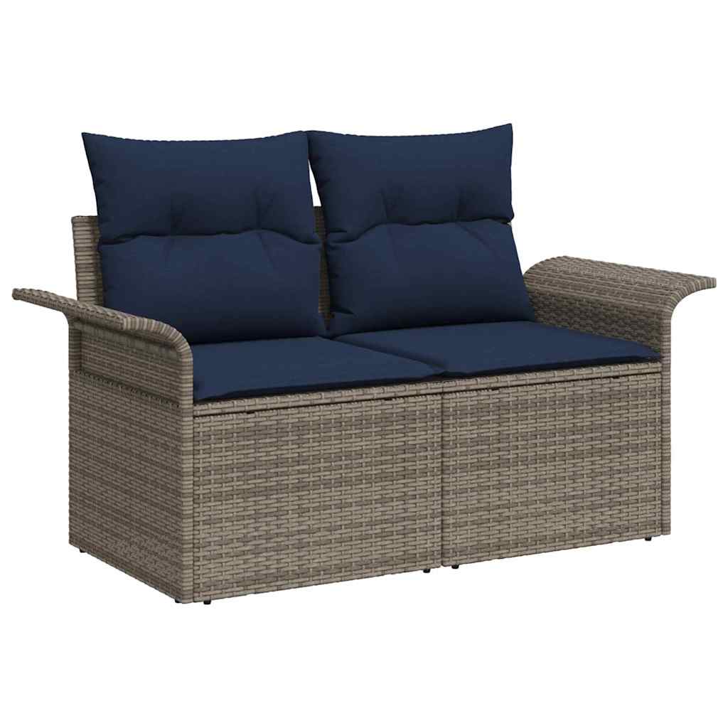 vidaXL Σετ Καναπέ Κήπου με αποθήκευση 9 pcs Γκρι συνθετικό ρατάν