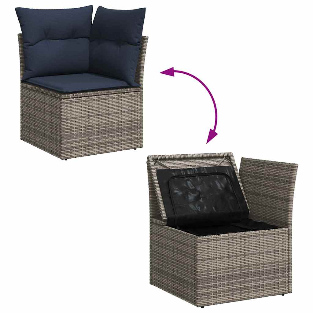 vidaXL Σετ Καναπέ Κήπου με αποθήκευση 9 pcs Γκρι συνθετικό ρατάν
