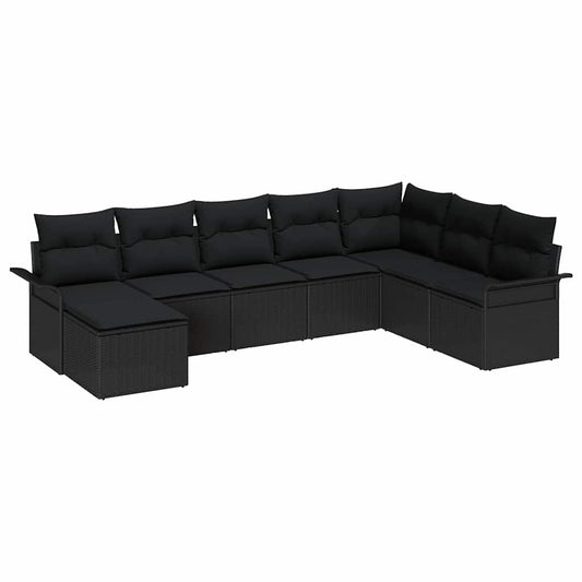 vidaXL Σετ Καναπέ Κήπου με μαξιλάρι 8 pcs Μαύρο Πολυ ράταν