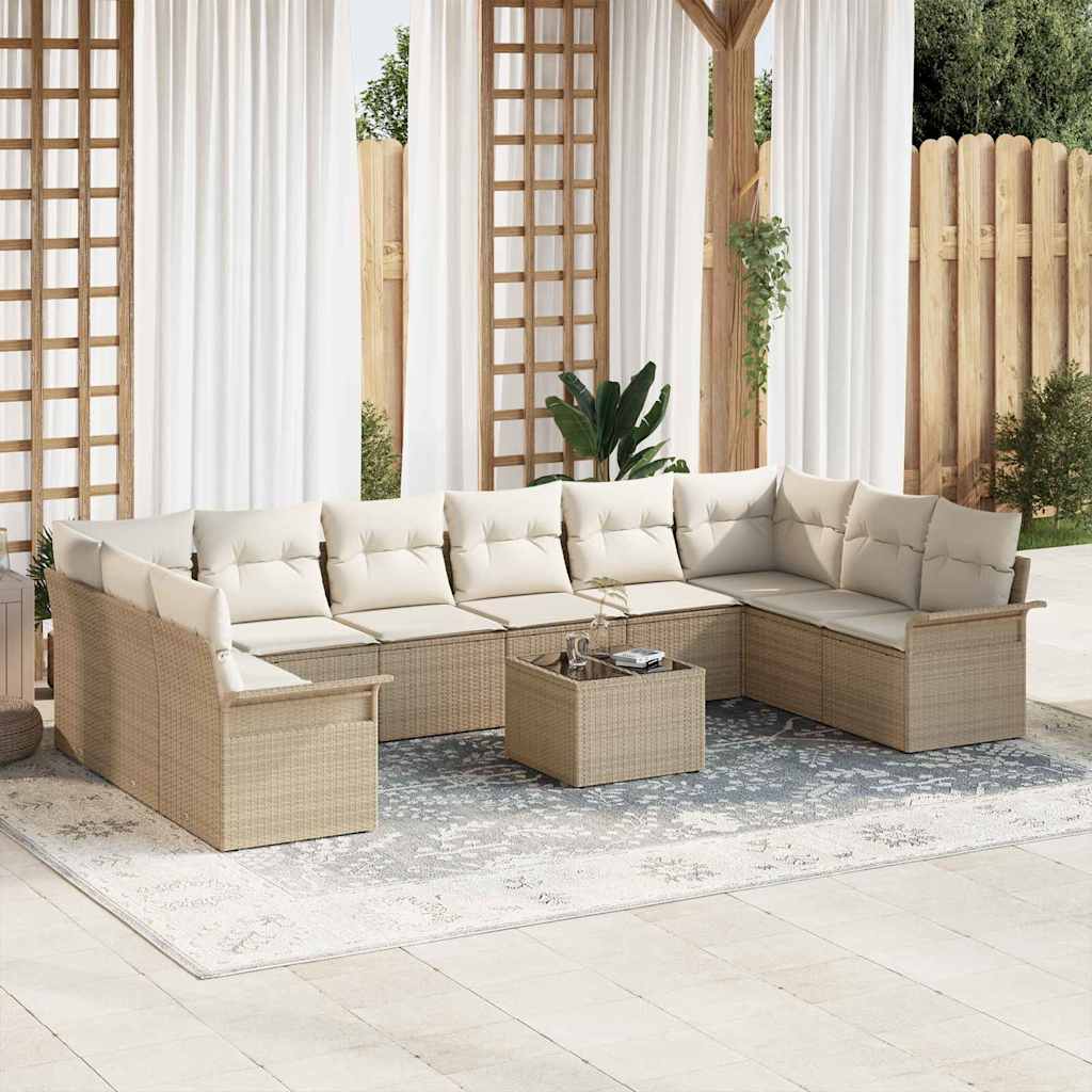 vidaXL Σετ Καναπέ Κήπου με αποθήκευση 11 pcs Καφέ συνθετικό ρατάν