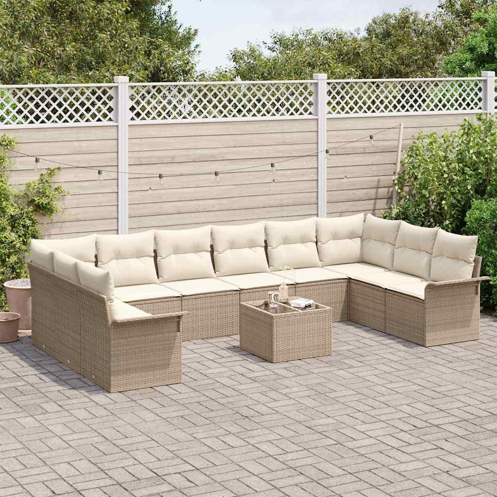vidaXL Σετ Καναπέ Κήπου με αποθήκευση 11 pcs Καφέ συνθετικό ρατάν
