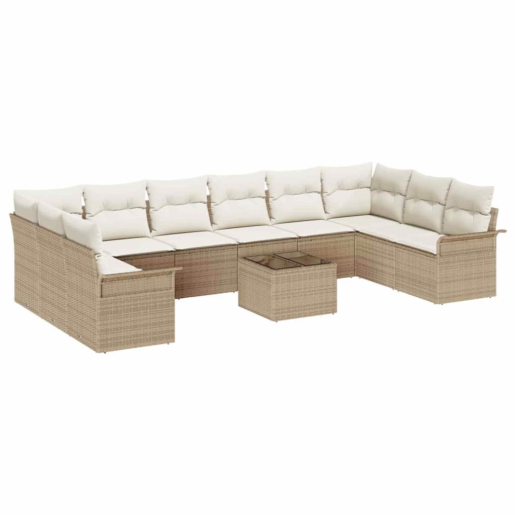 vidaXL Σετ Καναπέ Κήπου με αποθήκευση 11 pcs Καφέ συνθετικό ρατάν