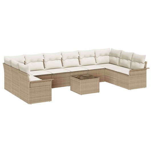 vidaXL Σετ Καναπέ Κήπου με αποθήκευση 11 pcs Καφέ συνθετικό ρατάν