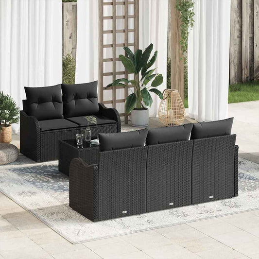 vidaXL Σετ Καναπέ Κήπου με μαξιλάρι 6 pcs Μαύρο 55 x 55 x 37 εκ