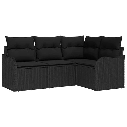 vidaXL Σετ Καναπέ Κήπου με αποθήκευση 4 pcs Μαύρο συνθετικό ρατάν