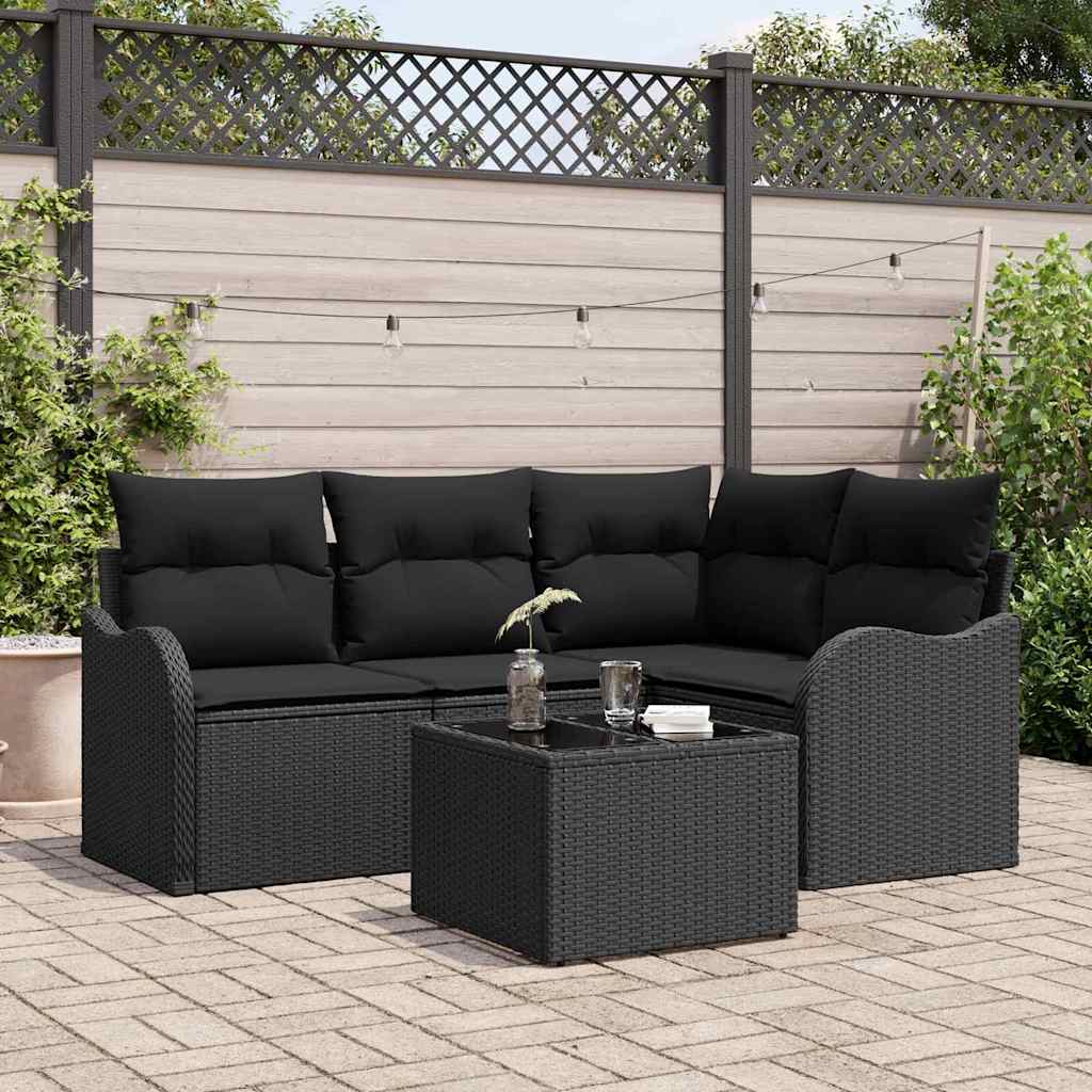 vidaXL Σετ Καναπέ Κήπου με αποθήκευση 5 pcs Μπεζ συνθετικό ρατάν