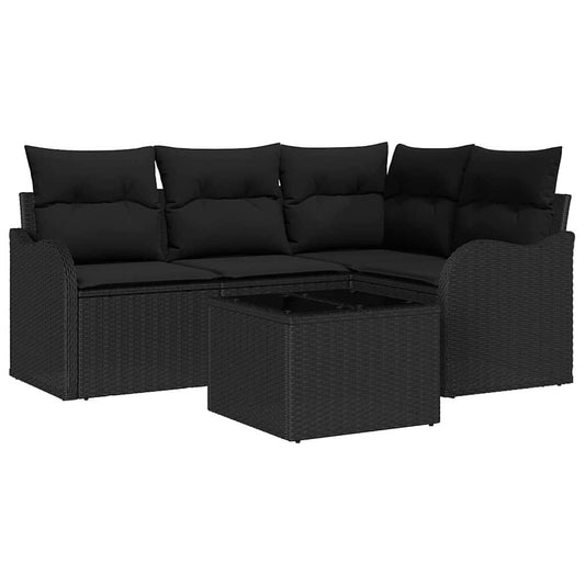 vidaXL Σετ Καναπέ Κήπου με αποθήκευση 5 pcs Μπεζ συνθετικό ρατάν