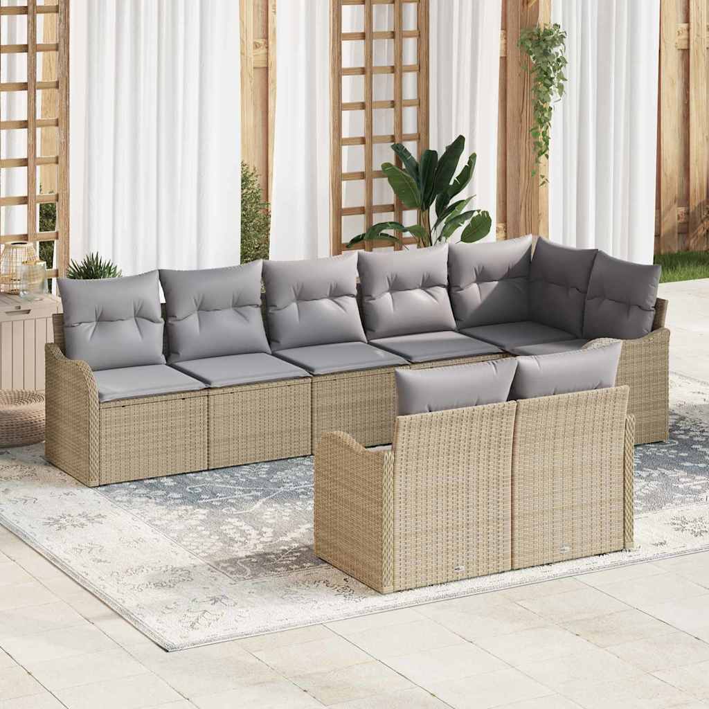 vidaXL Σετ Καναπέ Κήπου 8 τμχ. Μπέζ και Ανοιχτό Γκρι συνθετικό ρατάν