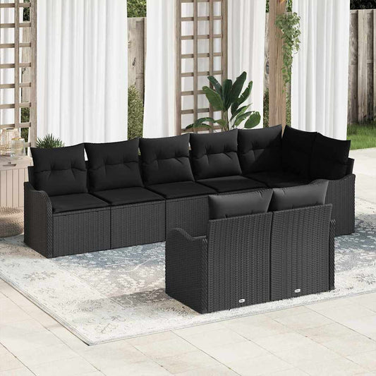vidaXL Σετ Καναπέ Κήπου με αποθήκευση 8 pcs Μαύρο συνθετικό ρατάν