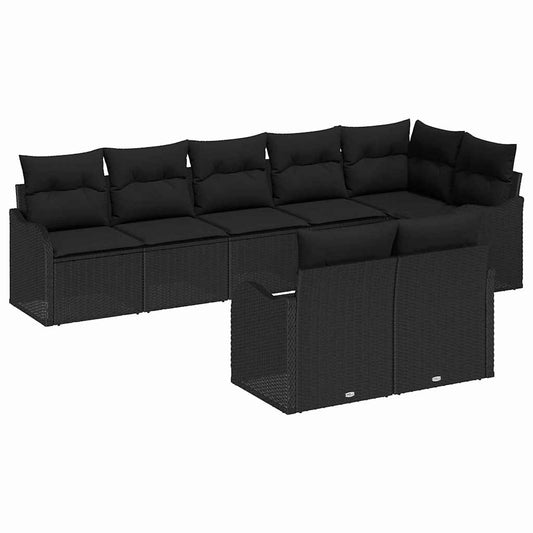 vidaXL Σετ Καναπέ Κήπου με αποθήκευση 8 pcs Μαύρο συνθετικό ρατάν
