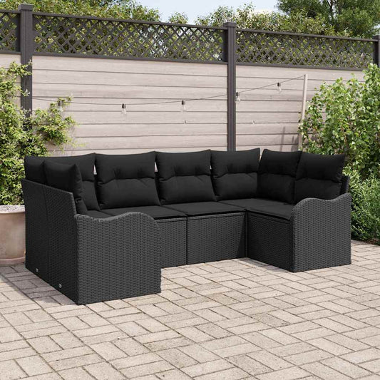 vidaXL Σετ Καναπέ Κήπου με αποθήκευση 6 pcs Μαύρο Πολυ ράταν