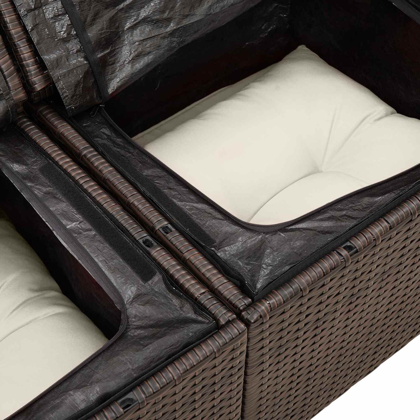 vidaXL Σετ Καναπέ Κήπου 5 pcs 4-Seater Καφέ και Κρεμ συνθετικό ρατάν