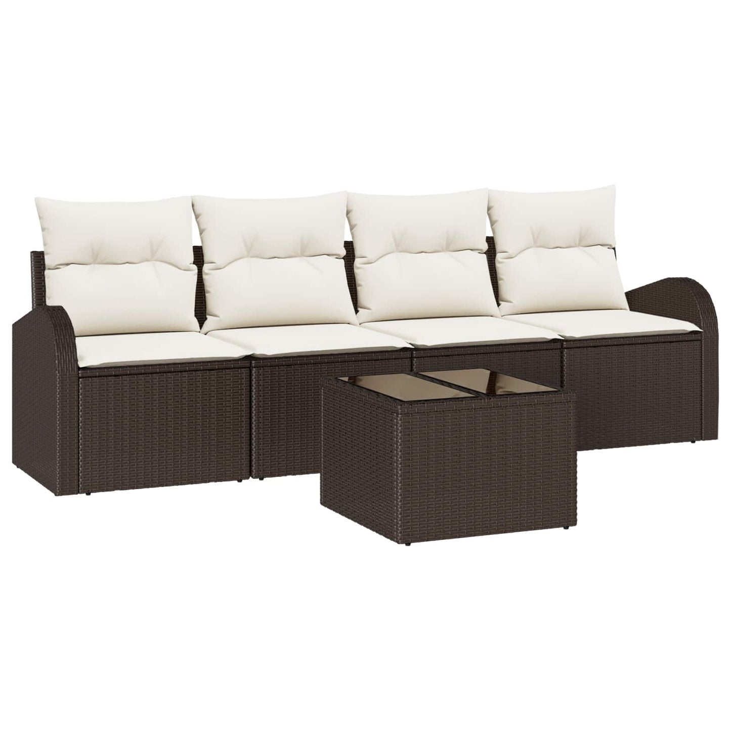vidaXL Σετ Καναπέ Κήπου 5 pcs 4-Seater Καφέ και Κρεμ συνθετικό ρατάν