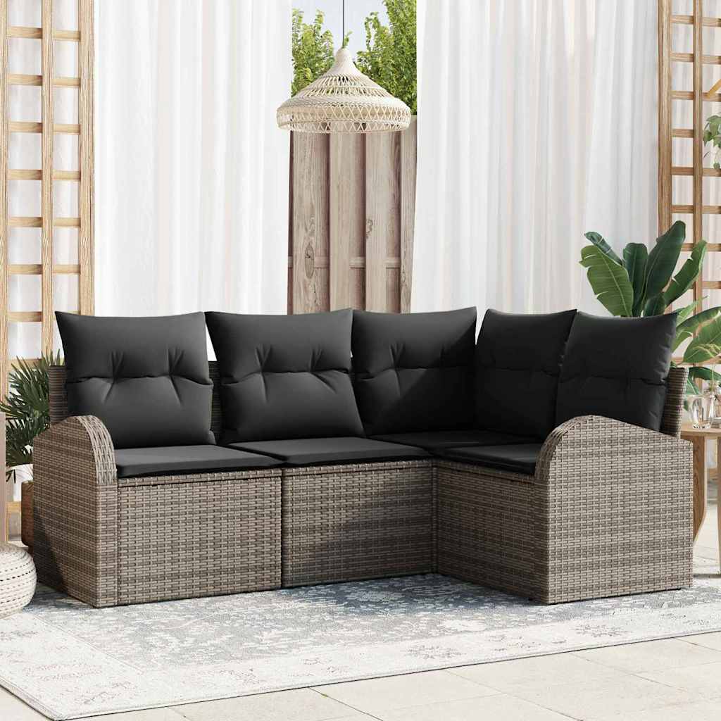 vidaXL Σετ Καναπέ Κήπου με μαξιλάρι 4 pcs Γκρι συνθετικό ρατάν