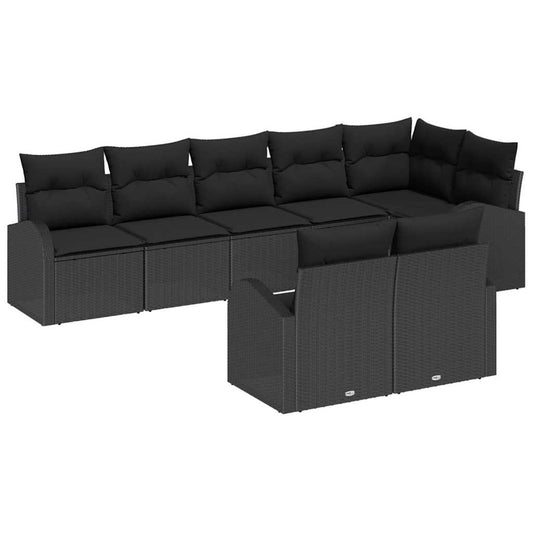 vidaXL Σετ Καναπέ Κήπου με μαξιλάρι 8 pcs Μαύρο συνθετικό ρατάν