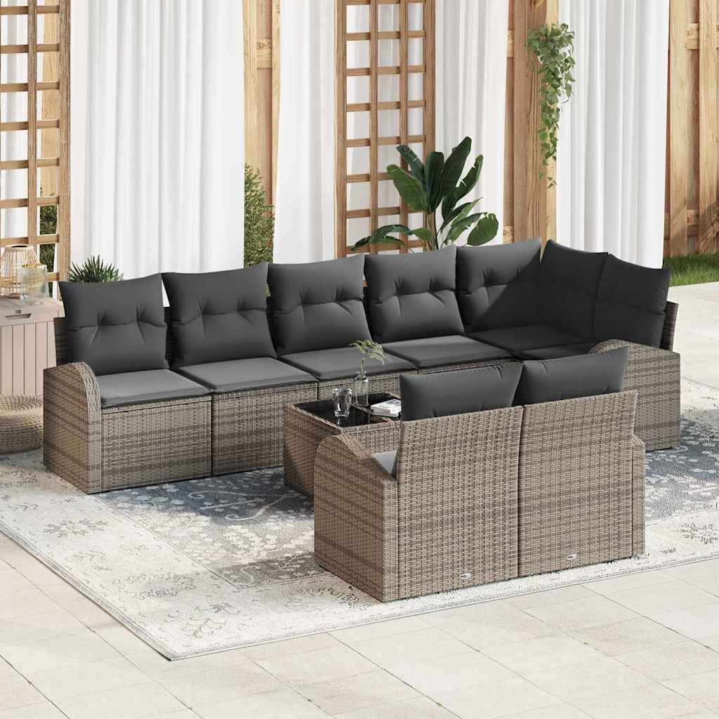 vidaXL Σετ Καναπέ Κήπου με μαξιλάρι 9 pcs Γκρι συνθετικό ρατάν