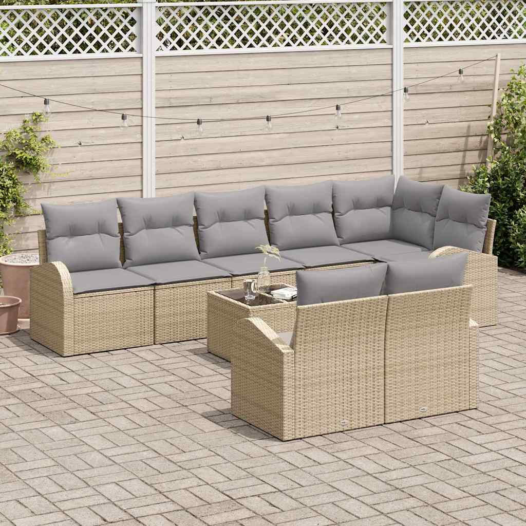 vidaXL Σετ Καναπέ Κήπου 9 pcs Μπεζ και ανοιχτό Γκρι συνθετικό ρατάν