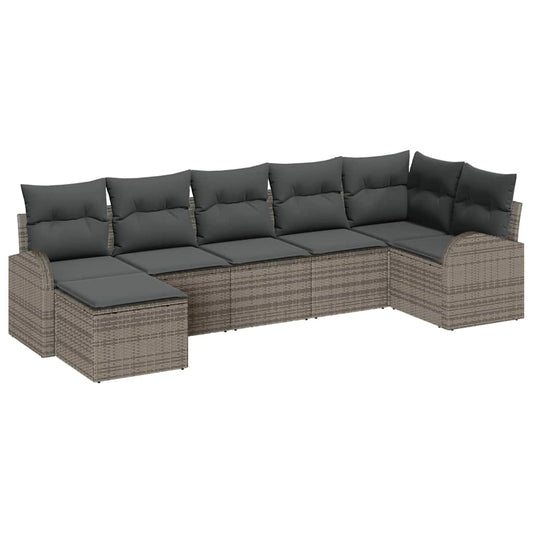vidaXL Σετ Καναπέ με μαξιλάρι με αποθήκευση 7 pcs Γκρι συνθετικό ρατάν