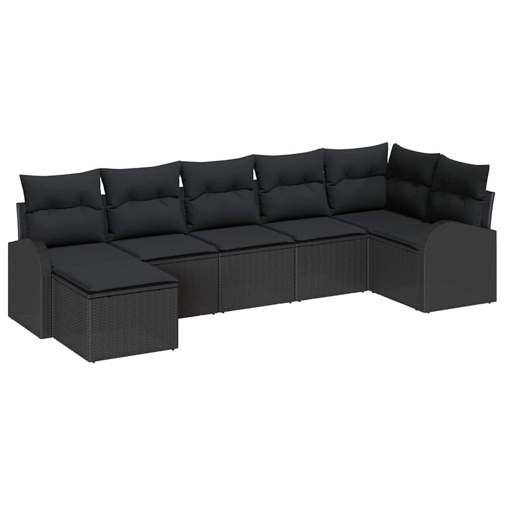 vidaXL Σετ Καναπέ με μαξιλάρι 7 pcs Μαύρο συνθετικό ρατάν
