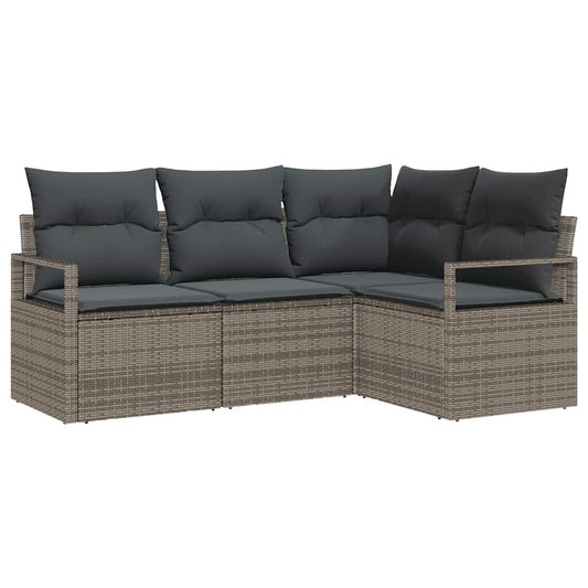 vidaXL Σετ Καναπέ με μαξιλάρι με αποθήκευση 4 pcs Γκρι συνθετικό ρατάν