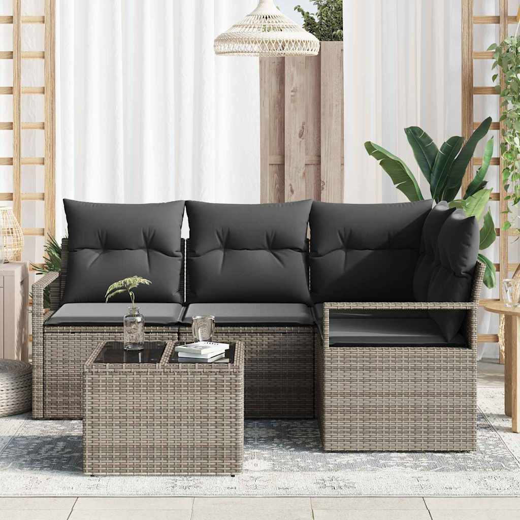 vidaXL Σετ Καναπέ με μαξιλάρι 5 pcs Ανοιχτό γκρι συνθετικό ρατάν