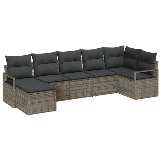 vidaXL Σετ Καναπέ με μαξιλάρι με αποθήκευση 7 pcs Γκρι συνθετικό ρατάν
