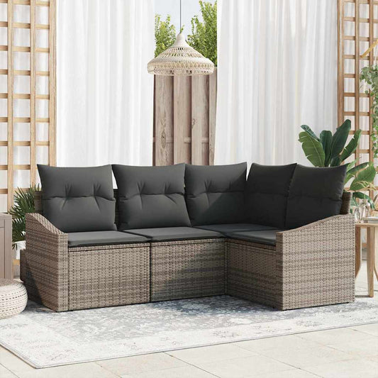 vidaXL Σετ Καναπέ Κήπου με μαξιλάρι 4 pcs Γκρι συνθετικό ρατάν