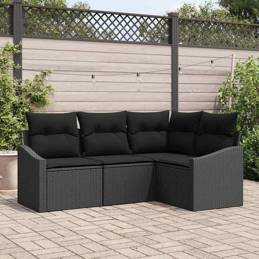vidaXL Σετ Καναπέ Κήπου με μαξιλάρι 4 pcs Μαύρο συνθετικό ρατάν