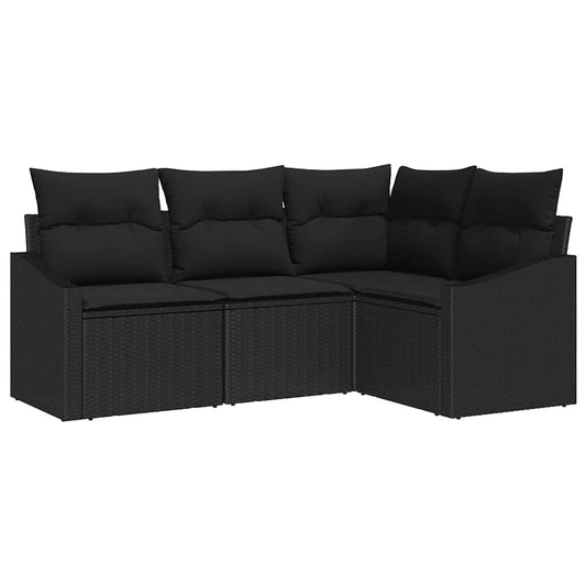 vidaXL Σετ Καναπέ Κήπου με μαξιλάρι 4 pcs Μαύρο συνθετικό ρατάν