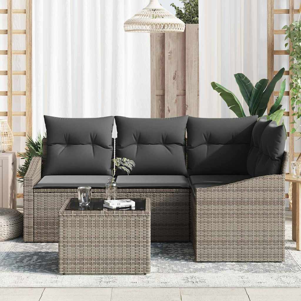 vidaXL Σετ Καναπέ Κήπου με μαξιλάρι 5 pcs Ανοιχτό γκρι συνθετικό ρατάν