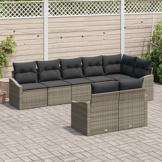 vidaXL Σετ Καναπέ Κήπου με μαξιλάρι 8 pcs Γκρι συνθετικό ρατάν