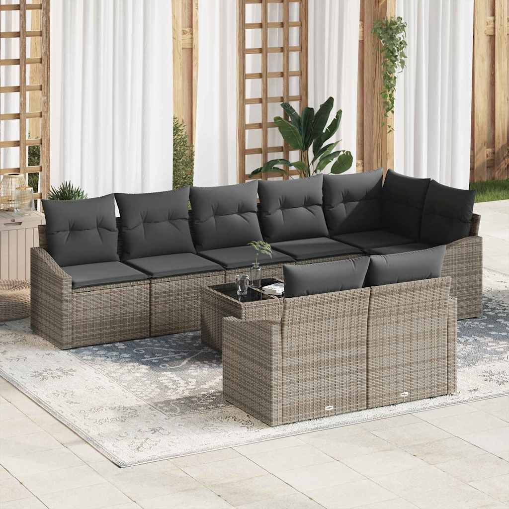 vidaXL Σετ Καναπέ Κήπου με μαξιλάρι 9 pcs Ανοιχτό γκρι συνθετικό ρατάν