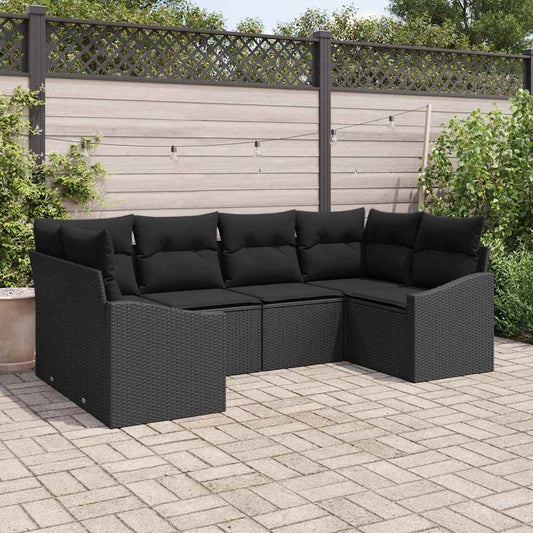 vidaXL Σετ Καναπέ Κήπου με αποθήκευση 6 pcs Μαύρο συνθετικό ρατάν
