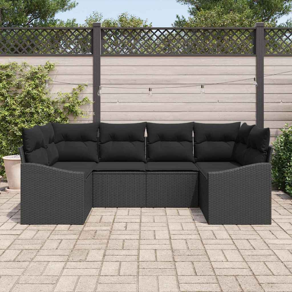 vidaXL Σετ Καναπέ Κήπου με αποθήκευση 6 pcs Μαύρο συνθετικό ρατάν