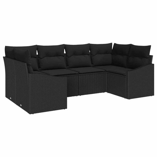 vidaXL Σετ Καναπέ Κήπου με αποθήκευση 6 pcs Μαύρο συνθετικό ρατάν