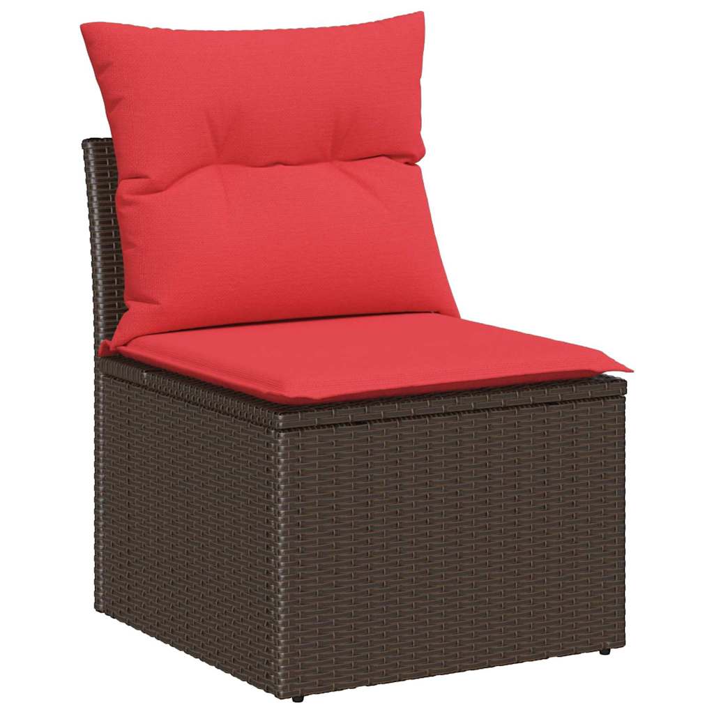 vidaXL Σετ Καναπέ Κήπου 8 τμχ. Μπέζ και Κόκκινο συνθετικό ρατάν