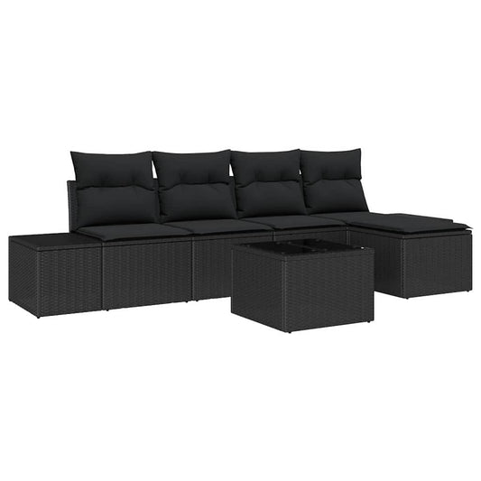 vidaXL Σετ Σαλονιού 6 Τεμαχίων με Μαξιλάρια Beige Πολυ Ρατάν
